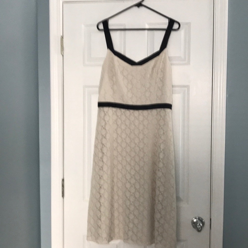 Ivory with black trim Ann Taylor Loft dress